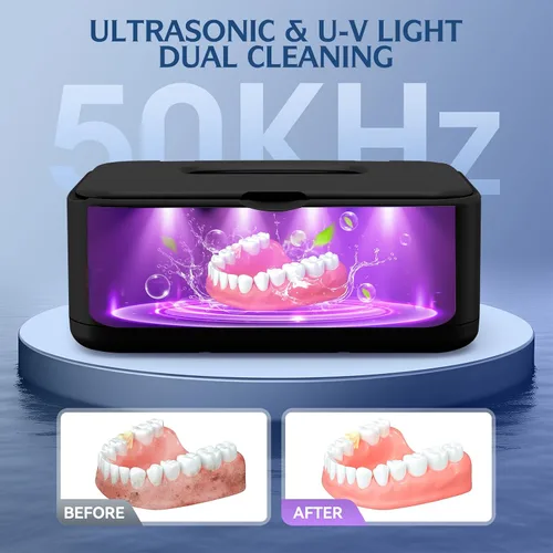 Vista 4 de Limpiador ultrasónico de joyas, limpiador de joyas de 50 Khz, máquina ultrasónica para joyas, anteojos, anillos, correa de reloj, dentaduras, tanque