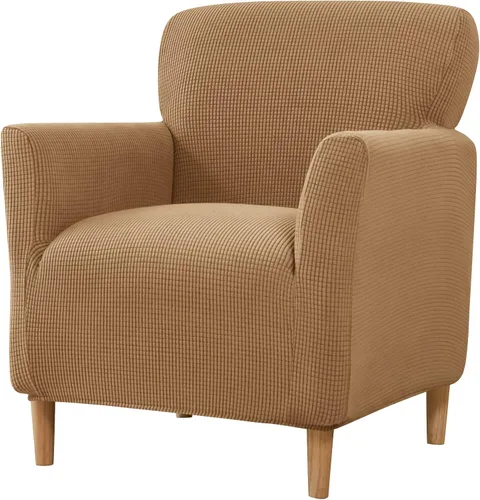 Vista 37 de LiveGo - Funda elástica para sillón de mediados de siglo moderno de 1 pieza, fundas de acento de jacquard para silla con brazos, fundas impermeables