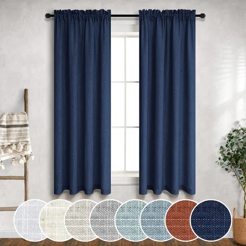 Vista 73 de Mrs.Naturall - Cortinas transparentes con bolsillo para barra de 36x63 pulgadas de lino mezclado negro
