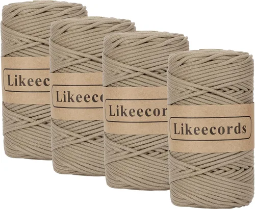 Vista 81 de Cordón de algodón trenzado de 0.11 pulgadas x 109 yardas, cuerda de algodón para macramé natural, estilo bohemio, para colgar plantas hechas a mano