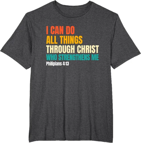 Vista 17 de I Can Do All Things Through Christ Christian Faith Camiseta, Negro, S