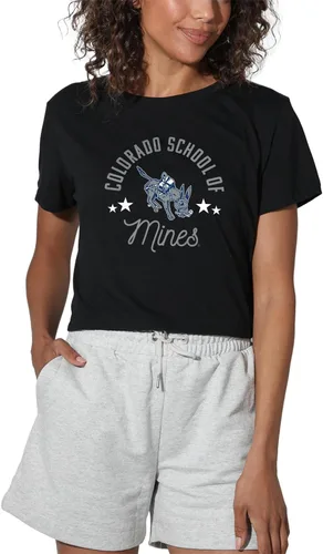 Vista 294 de Colección oficial de camisetas con diseño de mascota desgastada para mujer, color negro Grizzlies del estado de Adams