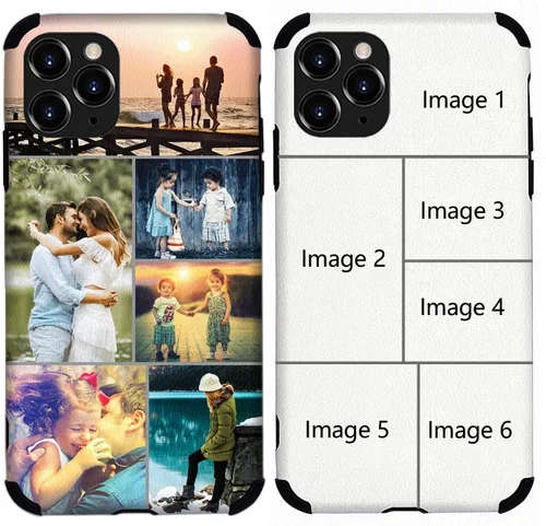 Vista 12 de Funda personalizada para iPhone 17, 16, 15, 14, 13, 12, 11 Pro/Max/Air/Puls, piel sintética + material TPU, bolsa de aire de cuatro esquinas es
