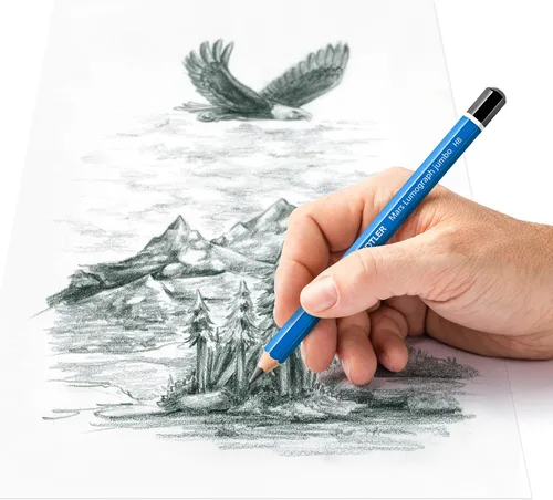 Vista 4 de LÁPIZ DIBUJO MARS LUMOGRAPH JUMBO STAEDTLER SET DE 5
