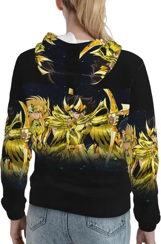 Vista 4 de Saint Anime Seiya - Sudadera con capucha para mujer, casual, manga larga, con cordón