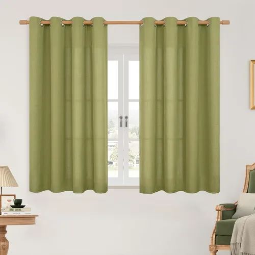Vista 97 de LAMIT Cortinas de lino marrón caramelo para sala de estar, 84 pulgadas, de lino sintético, texturizado, filtrante de luz, paneles de privacidad