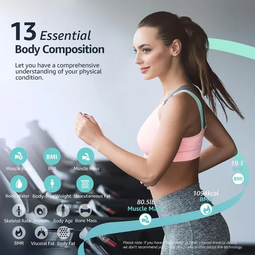 Vista 2 de Báscula Posture para peso corporal, báscula inteligente digital de baño, analizador de 13 datos de composición corporal, báscula