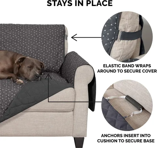 Vista 7 de Furhaven - Funda para muebles de sala de estar para perros y gatos, protector reversible con estampado de patas, resistente al agua, lavable