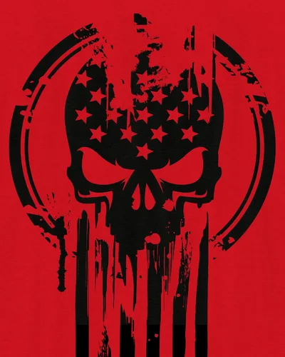 Vista 4 de Camiseta militar de calavera con la bandera del guerrero estadounidense., M
