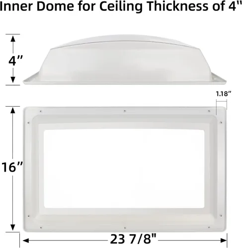Vista 6 de Paquete de Reemplazo de Tragaluz para RV, Tragaluz Exterior de Cúpula de 18" x 26" que se Adapta a una Apertura de 14" x 22", Reemplazo de Tragaluz