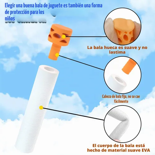 Vista 3 de EKIND 100 piezas de 2,83 pulgadas diseño hueco TPR dardos de cabeza suave rellenos de espuma tipo bala para armas Nerf N-strike Elite, 100, Blanco