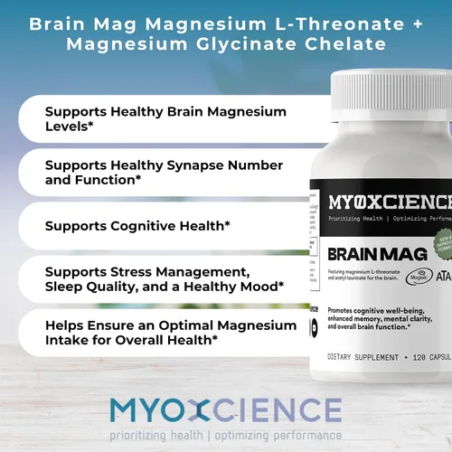 Vista 5 de L-treonato de magnesio + mag acetil-taurato (ATA Mag) + Mag glicinato Promueve el bienestar cognitivo, memoria mejorada, claridad mental y función