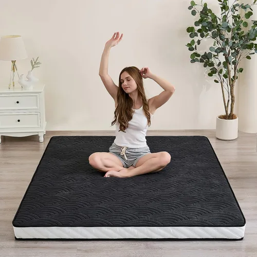 Vista 10 de Zelladorra Colchón japonés para suelo, colchón de futón acolchado con parte inferior antideslizante, cama de piso plegable con bolsa