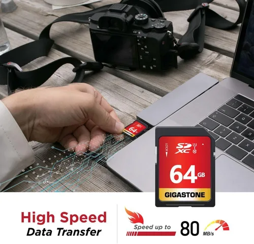Vista 3 de GIGASTONE Tarjeta SD de 64 GB, paquete de 2 unidades UHS-I U1 Clase 10 SDXC Tarjeta de memoria SDXC de alta velocidad Full HD Video Olympus Cámara