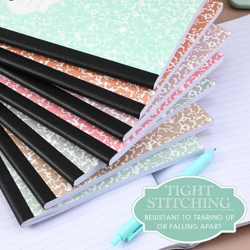 Vista 4 de Colarr Paquete de 8 cuadernos de composición de 9.75 x 7.5 pulgadas de ancho, libros de composición de papel de mármol a rayas de varios