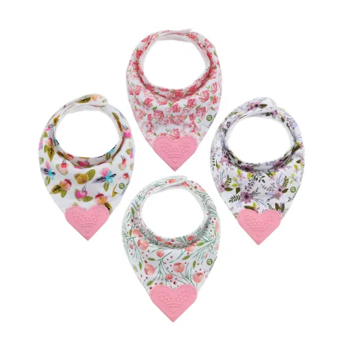 Vista 12 de Pickle & Olive Baberos de dentición bandana para bebé con mordedor de silicona adjunto, juego de 4 - ciervo azul
