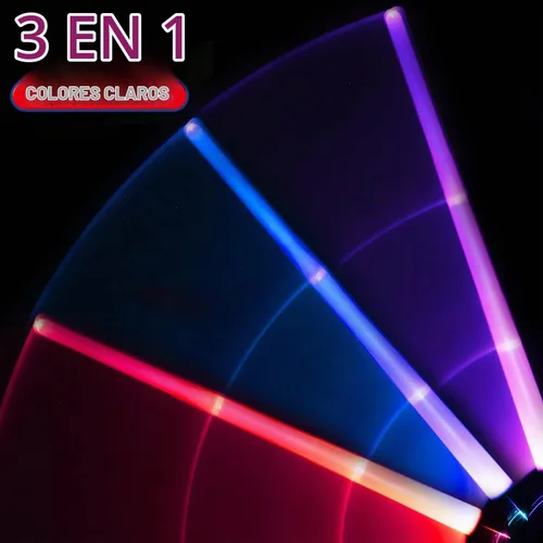 Vista 3 de Paquete de 2 espadas iluminadas con sonidos FX, espada dual 2 en 1