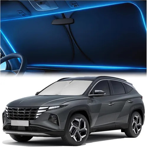 Vista 22 de Magnelex - Parasol para parabrisas para Tesla Model 3 y Model Y 2017-2026, parasol plegable para ventana de automóvil, cubierta de visera térmica