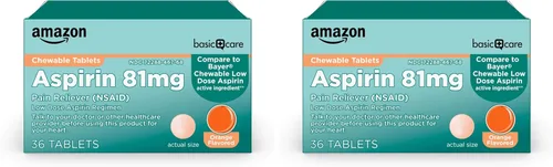 Vista 8 de Amazon Basic Care Comprimidos masticables de aspirina de dosis baja 81 mg, analgésico, sabor naranja, 36