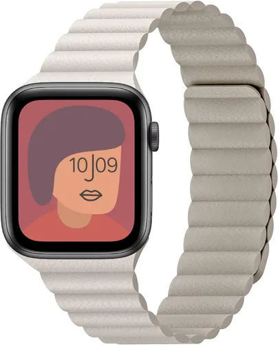 Vista 9 de Compatible con Apple Watch Band 1.732 pulgadas, 1.654 pulgadas, 1.575 pulgadas, 1.496 pulgadas. Correa de piel ajustable mejorada con sistema