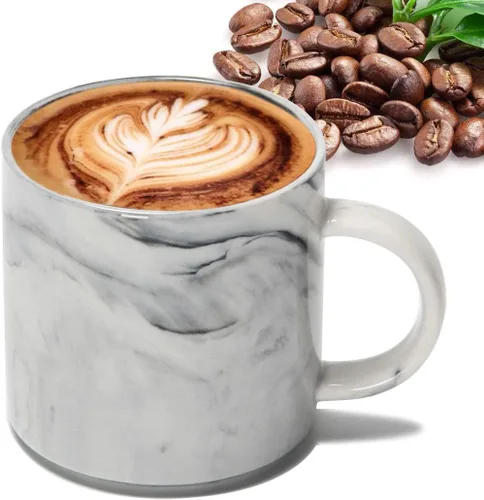Vista 4 de M101 - Tazas de café apilables de 12 onzas para oficina, taza de cerámica de mármol novedosa para niños y niñas, amantes, mujeres y hombres, juego