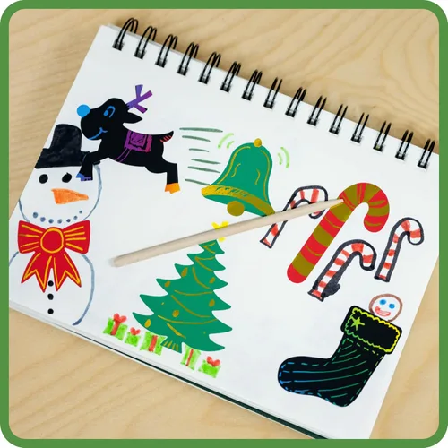 Vista 5 de READY 2 LEARN Calcomanías para rascar – Navidad – Paquete de 56 – Calcomanías personalizables y autoadhesivas – Calcomanías de Navidad rayables