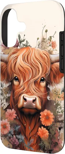 Vista 2 de Highland Cow Flowers Case for iPhone 17