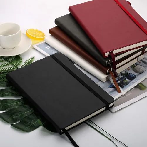 Vista 2 de Paquete de 5 cuadernos punteados con bucle para bolígrafo, cuaderno de tapa dura para el trabajo, papel grueso de alta calidad de 3.53 oz/m²