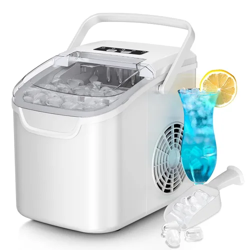 Vista 11 de Máquina de Hielo de Encimera Antarctic Star, 8 Cubos de Hielo en 6 Minutos, 26 Libras/Día de Hielo con 2 Tamaños - Portátil Mini, Ahorro de Energía