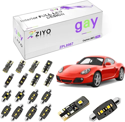 Vista 9 de ZIYO - Kit de luces LED para interior Porsche Boxster 987 2005-2012, paquete de repuesto de bombillas de cúpula de 6000 K, luces LED blancas