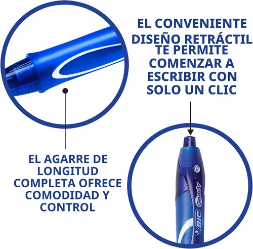 Vista 9 de BIC Gelocity - Bolígrafos de gel de secado rápido azul, punta media (0.7 mm - 1/32 pulgadas), paquete de 12 unidades, bolígrafos de gel retráctiles