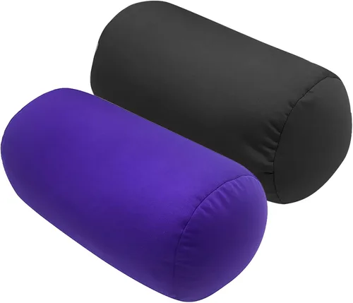 Vista 10 de 2 piezas de almohada enrollable para el cuello de microcuentas, almohadilla de soporte para el cuello o la espalda de tubo de frijoles blandos Negro
