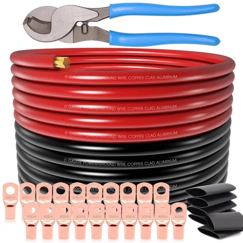 Vista 11 de 40FT 1/0 Battery Cable CCA,0 Gauge Wire with lugs for Amp,Winch,Automotive 40 pies + 20 lengüetas