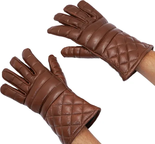 Vista 7 de Mythrojan Guantes de esgrima de espadachín: Hema Guantes de cuero ligeramente acolchados Renacimiento medieval