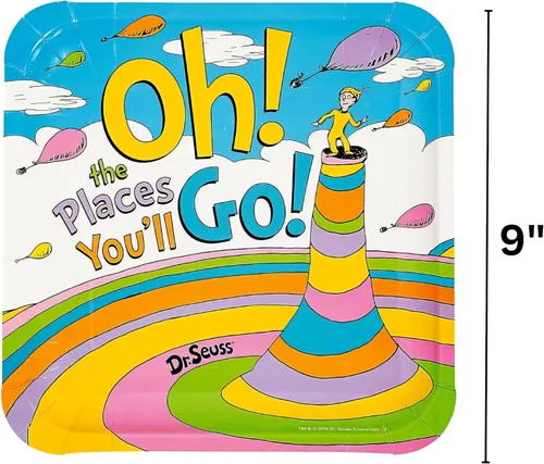 Vista 3 de Fun Express Dr. Seuss™ Oh, the Places You'll Go Platos cuadrados de papel - 8