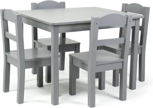 Vista 13 de Humble Crew Juego de mesa y silla para niños pequeños, muebles de actividades de madera Sturdy 5 piece playroom or bedroom desk, perfect size for