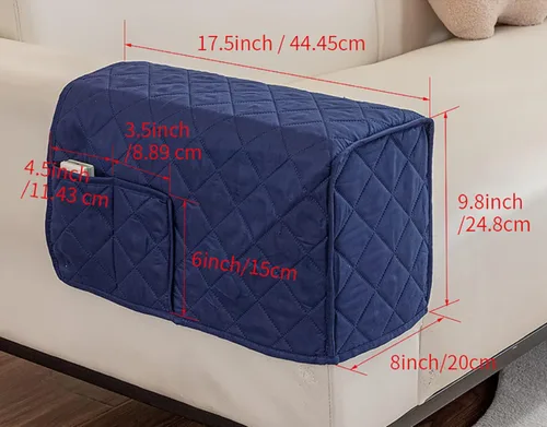 Vista 2 de Fundas antideslizantes para reposabrazos con 2 bolsillos para sofá, sillón, organizador para control remoto, teléfono, protector de brazos