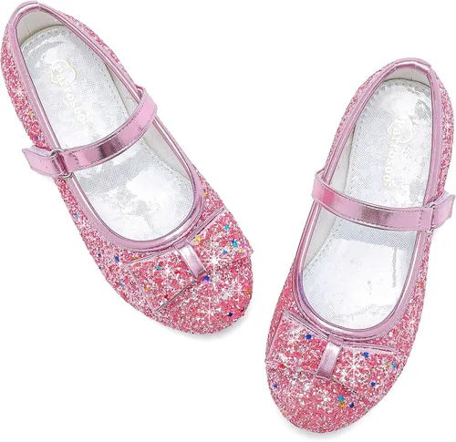 Vista 3 de Parrosoo Zapatos de vestir para niñas, zapatos Mary Jane, zapatos de ballet, zapatos de tacón bajo para niña, escuela, princesa, zapatos de boda