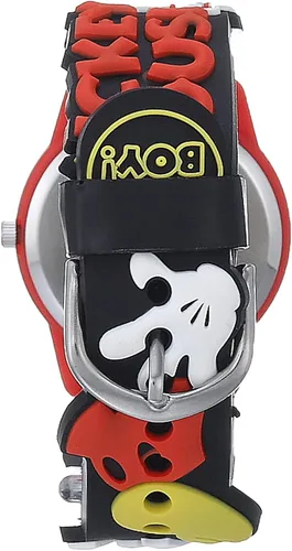 Vista 2 de Disney Mickey Mouse Kids - Reloj analógico de cuarzo con correa 3D para niños, Negro, Reloj de cuarzo