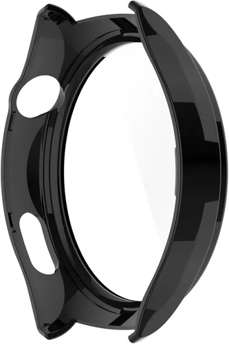 Vista 6 de PC+Funda protectora de pantalla de vidrio templado compatible con Huawei Watch 4, protector de pantalla para Huawei Watch 4, cobertura completa negro