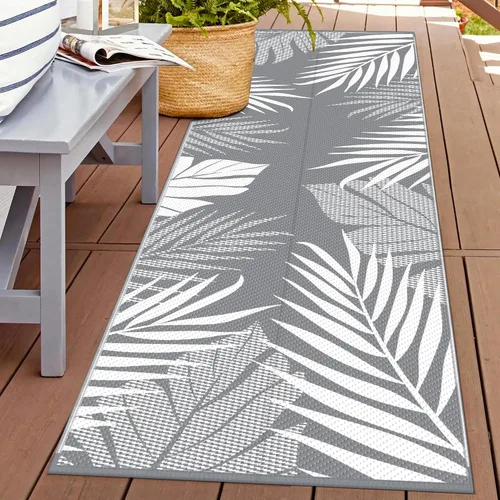 Vista 42 de GENIMO - Alfombra para exteriores de 6 x 9 pies, para patio, espacios amplios, reversible, de pajillas de plástico, alfombra impermeable para Azul