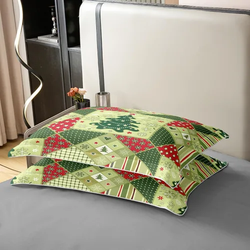 Vista 6 de Funda de edredón de árbol de Navidad 100% algodón natural, juego de ropa de cama de copos de nieve de Navidad para niños y niñas, funda de edredón