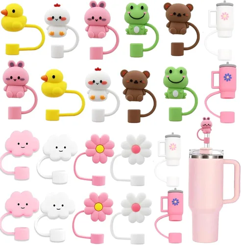Vista 8 de LDKEDKF 11 piezas de cubiertas para pajitas de vaso Stanley, tapa de silicona para pajitas de vaso Stanley de 30 y 40 onzas con vasos, accesorios