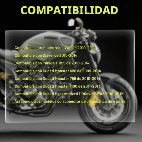 Vista 3 de Adaptador Obd2 apto para cable OBD de 4 pines de motocicleta Ducati, conector adaptador OBD1 a OBD2 para Diavel/Multistrada 1200/Panigale
