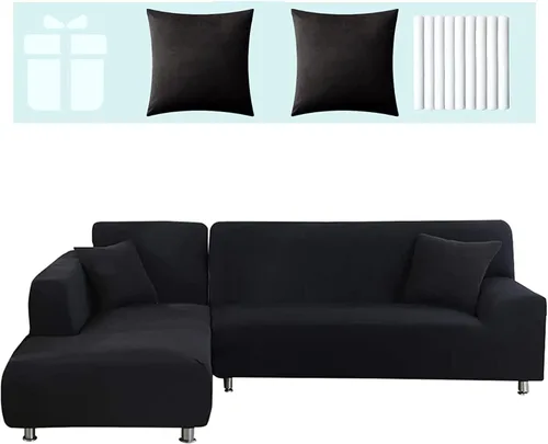 Vista 8 de L Shaped Sectional Sofa Covers 2 Pieces, 1+2 Seater High Elastic Super Stretch Couch Covers, All-Inclusive Non-Slip Slipcover Set with Pillowcases