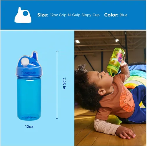 Vista 5 de Nalgene Kids Sustain Grip-N-Gulp - Botellas de agua hechas con material derivado del 50% de residuos de plástico