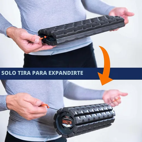 Vista 6 de Brazyn Morph Rodillo de espuma (Alpha-Midnight) Rodillo de espuma plegable para viajes para aliviar el dolor de espalda, recuperación muscular
