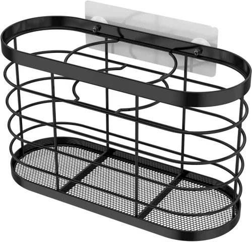 Vista 6 de Organizador de herramientas para el cabello 3 en 1 - Organizador de baño ajustable en altura para montar en pared/puerta de gabinete, debajo