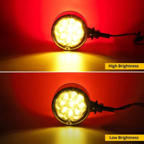 Vista 3 de Partsam 2 luces LED de señal de giro de doble cara, color rojo ámbar, luces de pedestal para camiones compatibles con Freightliner Kenworth