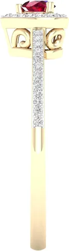 Vista 3 de DZON Anillo halo de oro amarillo de 10 quilates con forma de corazón de zafiro azul, esmeralda y rubí de 18 quilates TDW con forma de corazón